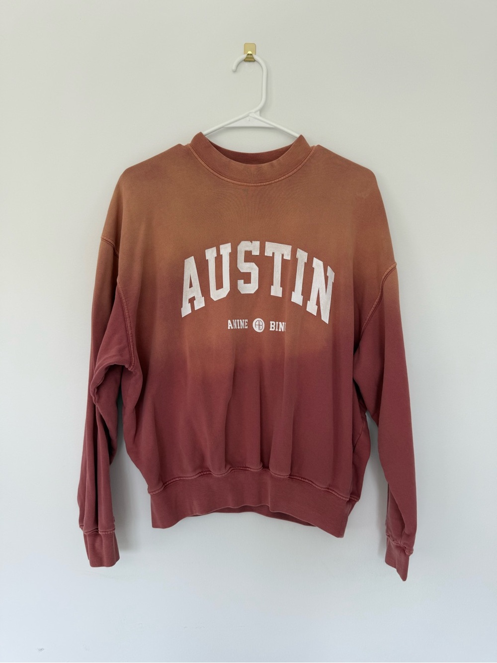 Anine Bing Austin Crewneck Sweatshirt - Rust Pink Ombre XS